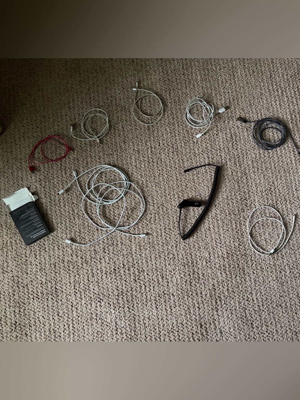 Assorted iPhone Lightning Charging Cables & Car Adapter